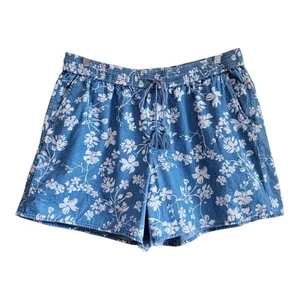 LANE BRYANT Women Plus 18 20 Chambray Lightweight Jeans Floral Blue White Cotton - Picture 1 of 5
