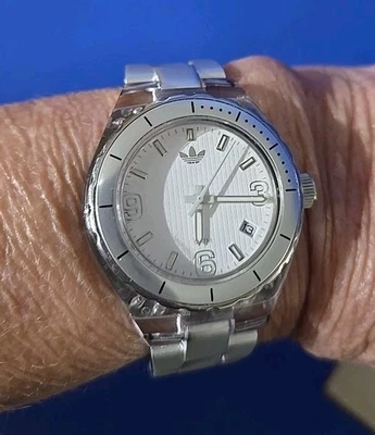 Adidas Cambridge Ladies Watch Gray Tone White & Dial  ADH2535-new Battery - Image 1 of 4