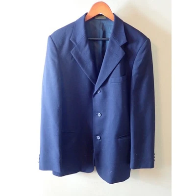 Blue Navy Men's Blazer Button Front Single-breasted Size 20 Slim Fit  - Image 1 of 4