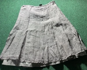 Eileen Fisher A-Linie roher Saum seitlicher Reißverschluss gefüttert Leinen Damen Rock Gr. MED braun - Bild 1 von 11