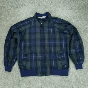 Giacca a vento vintage Izod uomo grande tartan a quadri cotone foderato Harrington - Foto 1 di 13