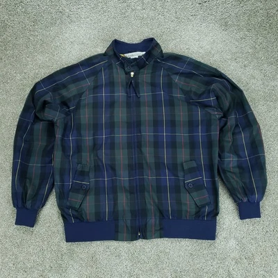 Chaqueta cortavientos Harrington forrada de algodón a cuadros grande vintage Izod para hombre Foto 1 de 4