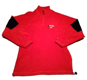 Vtg The Coolest Game Detroit Redwings NHL Licensed Red Fleece Pullover 1/4 Zip M - Picture 1 of 16