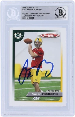 Tarjeta de novato firmada por Aaron Rodgers Green Bay Packers 2005 Topps Total BAS Fanatics Foto 1 de 3