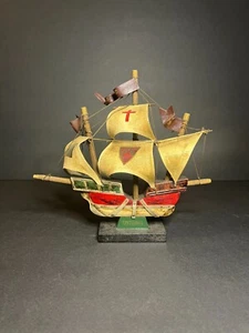 Pieza de arte de madera vintage de decoración del hogar de barco de Santa María de colección de los años 60 8 x 7,5" - Imagen 1 de 8
