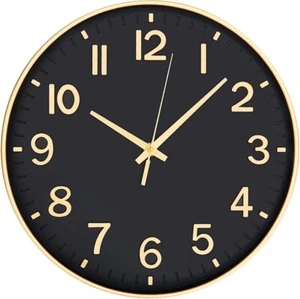 Orologi da Parete Neri a Batteria,12 Pollici Silenziosi Anti Ticchettio Orologio Moderno per W - Foto 1 di 12