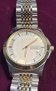 Gucci G-Timeless Two Tone Gold Wristwatch 5 ATM Swiss Made - Picture 1 of 5