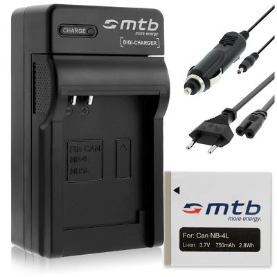 Ladegerät (Black) + Akku NB-4L für Canon IXUS 80 IS, 100 IS, 110 IS, 120 IS, 130 - Bild 1 von 4