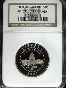 2001 P NGC PF 69 UCAM U.S. Capitol Visitor Center Comm. Clad Half Dollar ☆☆ 013 - Picture 1 of 2