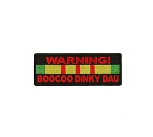 BOOCOO DINKY DAU Vietnam Vet 4" x 1.5" iron on patch (4287) Biker Veteran (B45) - Picture 1 of 2