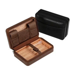 Estuche Humidor de Puros Portátil de Viaje Cuero Cedro Español Madera con Humidificador - Imagen 1 de 12