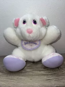 1980er Zoo Babys Plüsch Eisbär Lätzchen weiß rosa lila Tonka Spielzeug Vintage 9 Zoll - Bild 1 von 5