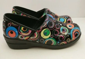 Ingaro Womens Clogs Shoes Black Multi Color Circles Round Toe Slip Resistant 8M - Picture 1 of 8
