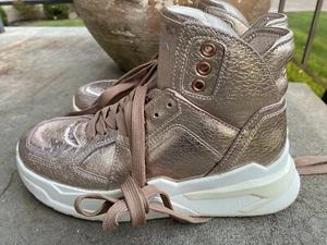 BALMAIN Rose Gold B-Ball High Top Leather Sneakers 36 /US 6 - Picture 1 of 14