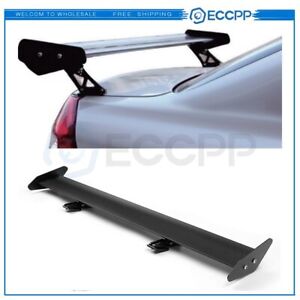Black Spoiler Wing Aluminum Stylish Look Adjustable GT Double Deck F1 Style