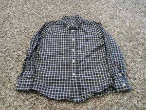 Polo Ralph Lauren Boys Youth Natural Stretch Shirt Size L Green Plaid Long Slv - Picture 1 of 7