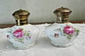 Lefton Brass topped Rose Designed Salt and Pepper Shakers - Picture 1 of 5