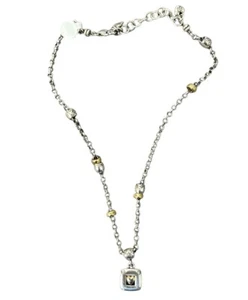 Brighton Framed Heart Pendant Mixed Metal Rondell Beads Necklace - Picture 1 of 4