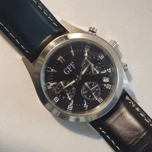 Herrenuhr GFF Chronograph Vintage Zifferblatt 1 1/2 Zoll Gehäuse Stahl Mineral - Bild 1 von 12