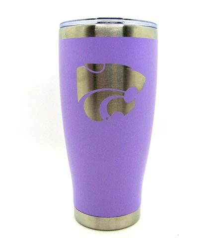 Kansas State Wildcats Etched Stainless Steel Hot Cold Beverage Tumbler 20 oz Cover
