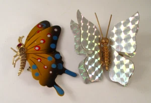 Vintage REFLECTIVE BUTTERLY & ENAMEL MOTH PINS BROOCHES - Picture 1 of 9