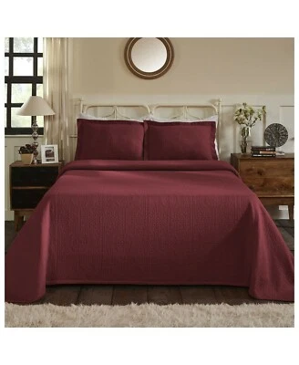 ¡NUEVO! ~ HERMOSO JUEGO DE COLCHA EDREDÓN COLCHA SUAVE EXTRA GRANDE CHIC VINO TINTO ACOGEDOR XXXL Foto 1 de 2