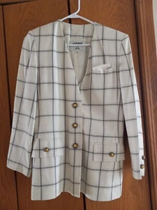 Giacca blazer donna Kasper marrone a quadri in lana taglia 4P - Foto 1 di 4
