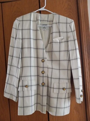 Kasper 棕色格子羊毛西装外套夹克女式 4P 码 — 第 1/4 张图片