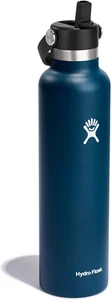 24 Oz Stainless Steel Standard Mouth Water Bottle with Flex Straw Cap and Double - Picture 1 of 10