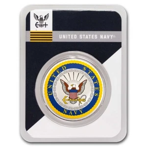 Redondo color plata 1 oz - emblema de la Marina de los Estados Unidos - Imagen 1 de 4