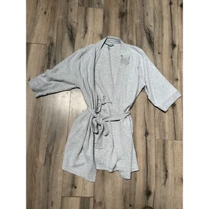 Croft & Barrow Bath Spa Robe Waffle-Knit Light Gray L 3/4 Sleeve CottageCore Gra - Picture 1 of 4