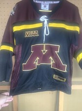 Minnesota Golden Gophers Zephyr Black Hockey Jersey Fight Strap Youth Large NCAA