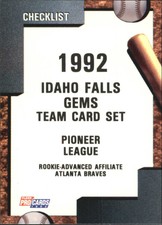 1992 Idaho Falls Gems Fleer/ProCards #3532 Checklist