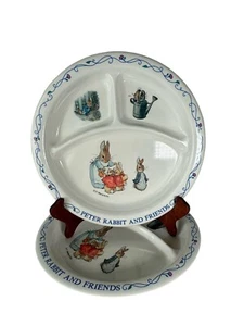 (2) VTG Eden Peter Rabbit & Friends Beatrix Potter Divided Plate Melamine 1997 - Picture 1 of 3