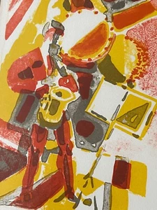 Vintage Abstrakt Jazz Musiker Lithographie Lambert Mid Century Modern Art Signiert - Bild 1 von 10