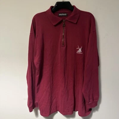 Helly Hansen Jumper Mens Medium Red 1/4 Zip Pullover Vintage Sea Gear Cotton - Image 1 of 4