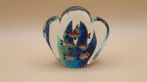 Vintage Art Glass Double Sided Reef Aquarium Paperweight Murano Style - Picture 1 of 4