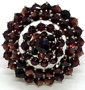 Antique Vintage Germany Low Carat Gold 61 Bohemian Garnet Large Pin Brooch 5.82g - Picture 1 of 12
