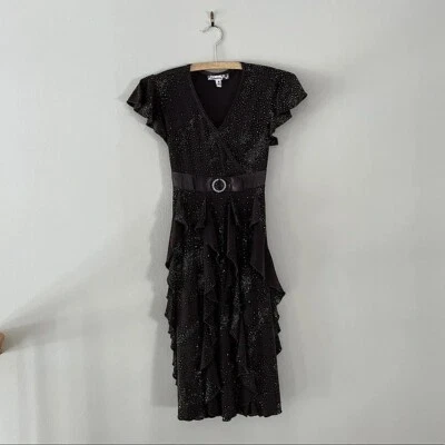 Vestido formal Speechless marrón y dorado brillante manga corta sobrepelliz niñas talla 16 Foto 1 de 4