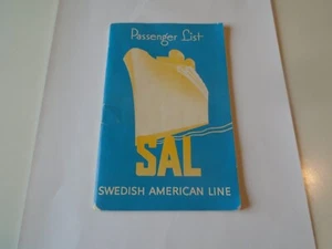 Swedish American Line Gripsholm List of Passengers wednesday august 8 1951 - Picture 1 of 6