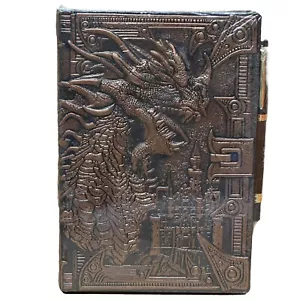 DND quaderno/diario libro 200 pagine 3D bronzo drago goffrato copertina sintetica + penna - Foto 1 di 2