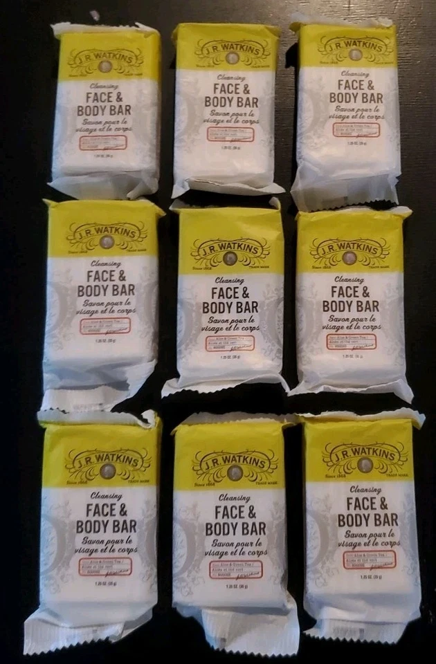 JR WATKINS Face & Body Bar Aloe & Green Tea (LOT OF 9) Travel Size Soap 1.25 oz - Image 1 of 4
