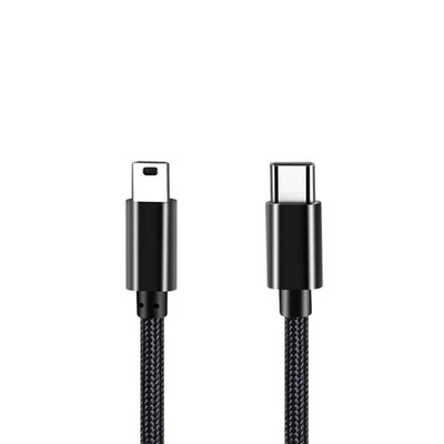 Type-C to Mini USB Charging Cable Data Transfer Wire Line for Reliable Use Black - Image 1 of 4