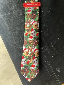 NUEVO Navidad PERROS Hombres Corbata Cuello Celebrar Juntos Cachorros Santa Vacaciones - Imagen 1 de 7