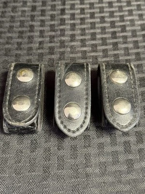 2 Safariland 655 Belt Keeper Heavy-Duty 1.25" Chrome Snap Black Leather + 1 HK11 - Image 1 of 4