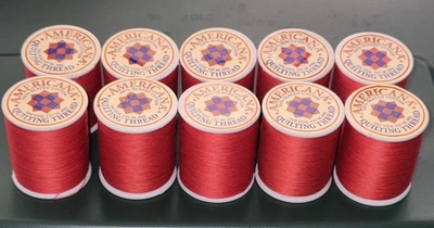 Americana Quilting Thread Holiday Red 150 Yards 100% Glacéd Cotton 10 Spools Lot - Imagem 1 de 4