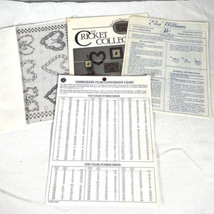 Lot 3 Cross Stitch Patterns Hearts Theme + Vintage Floss Conversion Chart 1992 - Picture 1 of 10