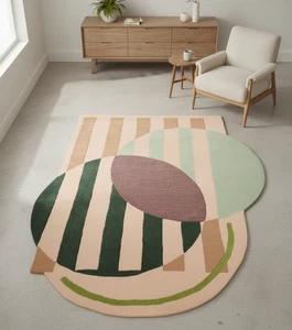 Irregular Abstract Wool  Area Rug, Rugs For Living Room, Custom Rugs, - Picture 1 of 5