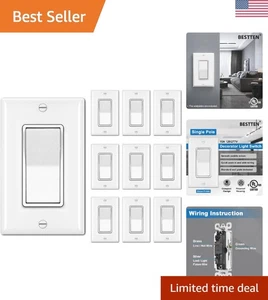 Confezione da 10 Interruttore Luce Decoratore Monopolare con Piastra da Parete, 15A 120/277V, Rock... - Foto 1 di 9