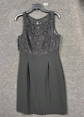 White House Black Market Lace Floral Dress Women's Size 8 Black Sleeveless  - Image 1 of 4